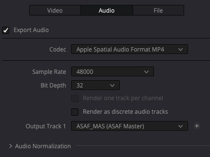 Apple Spatial Audio Format MP4を使ったDaVinci Resolveのオーディオ書き出し設定