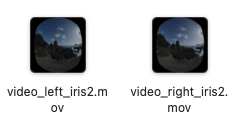 アップスケール済みの左右の目のファイルが並んだFinder